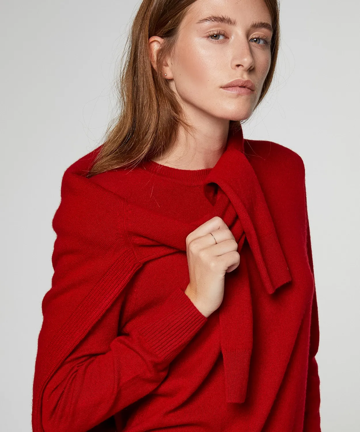 Rodier Maglione Cashmere Rosso Girocollo Coste Larghe