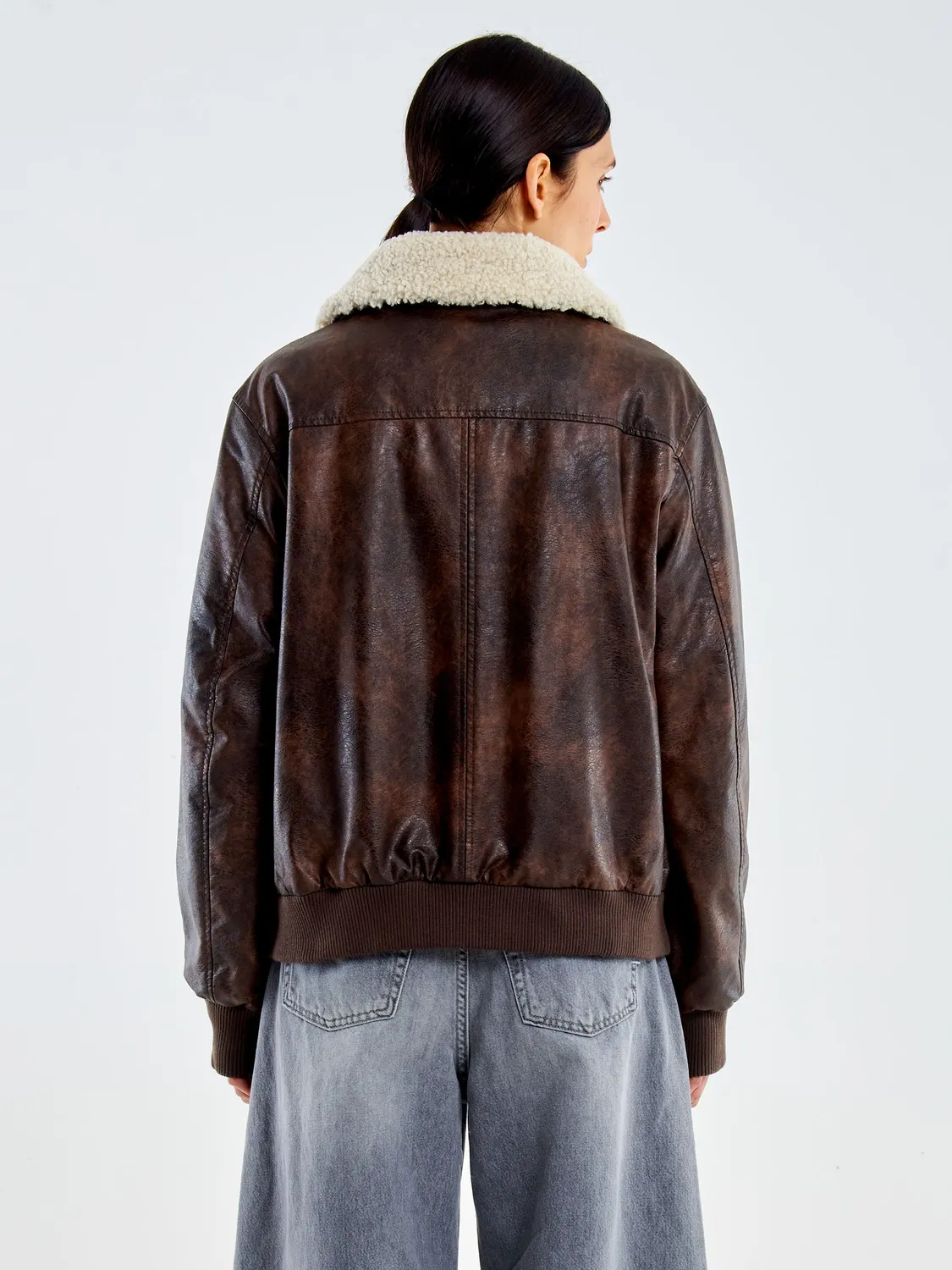Vicolo Bomber Vintage Fondente Collo Pelo