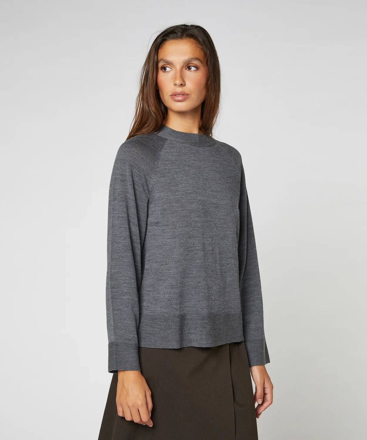 Rodier maglione lana merino girocollo grigio scuro