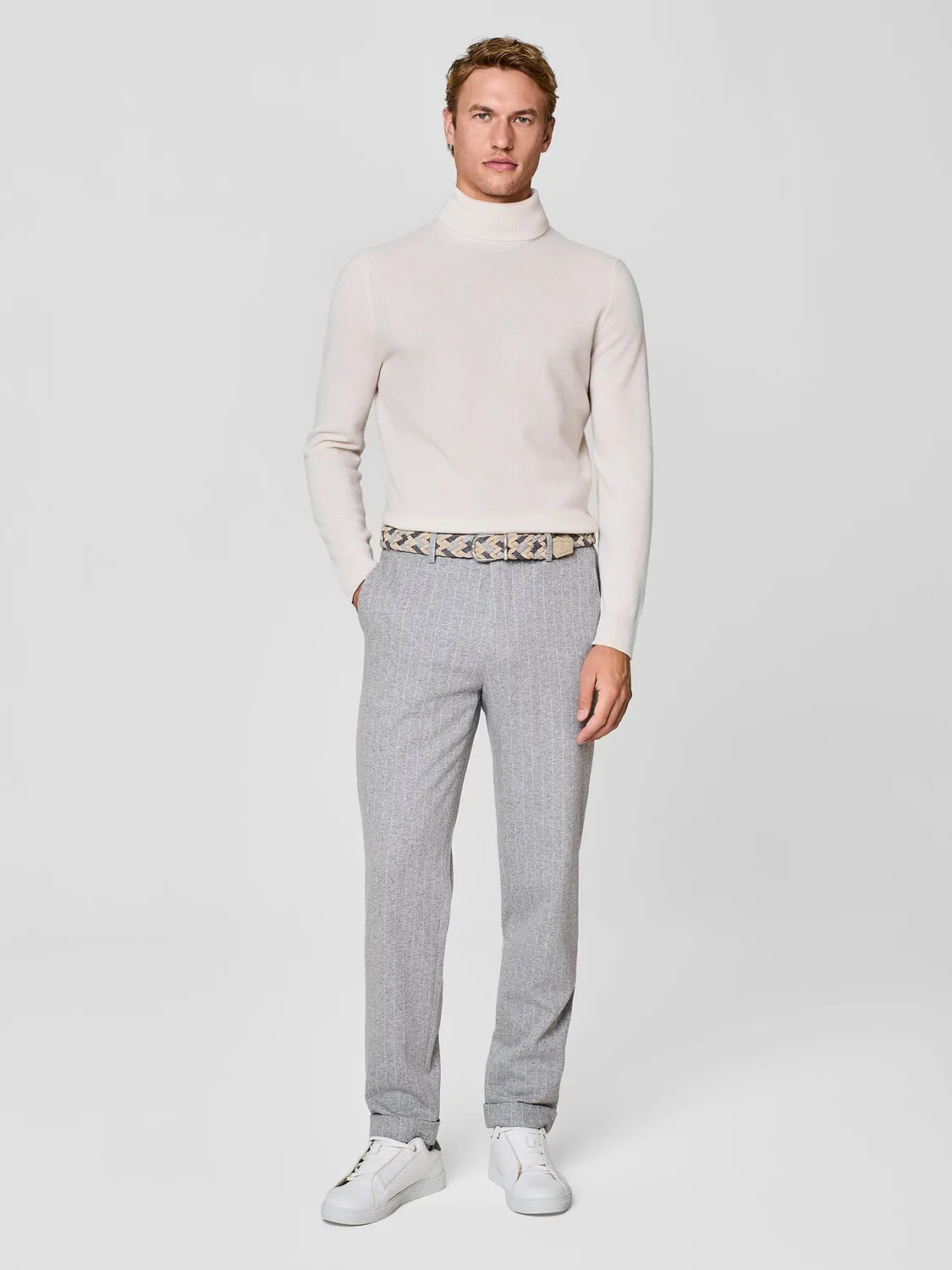Paul Taylor Doppio Collo Dolcevita Cashmere Bianco