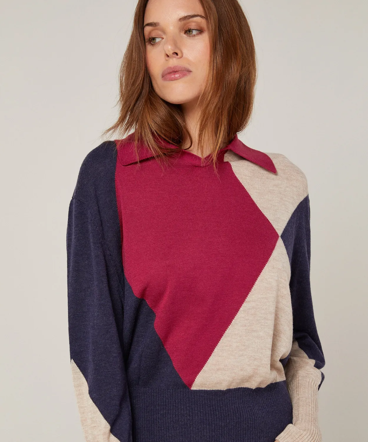 Rodier Maglia Dolcevita Colorblock Grenat M