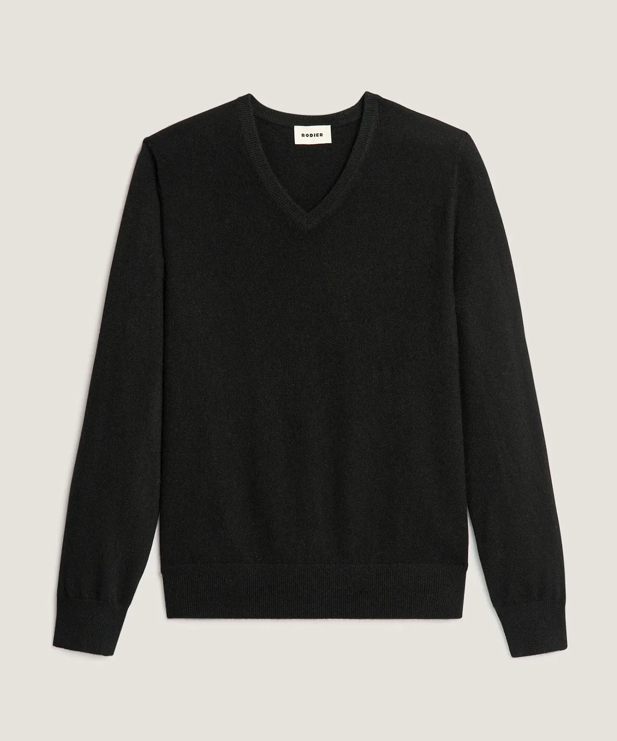 Rodier maglione cashmere scollo V uomo nero 2 fili