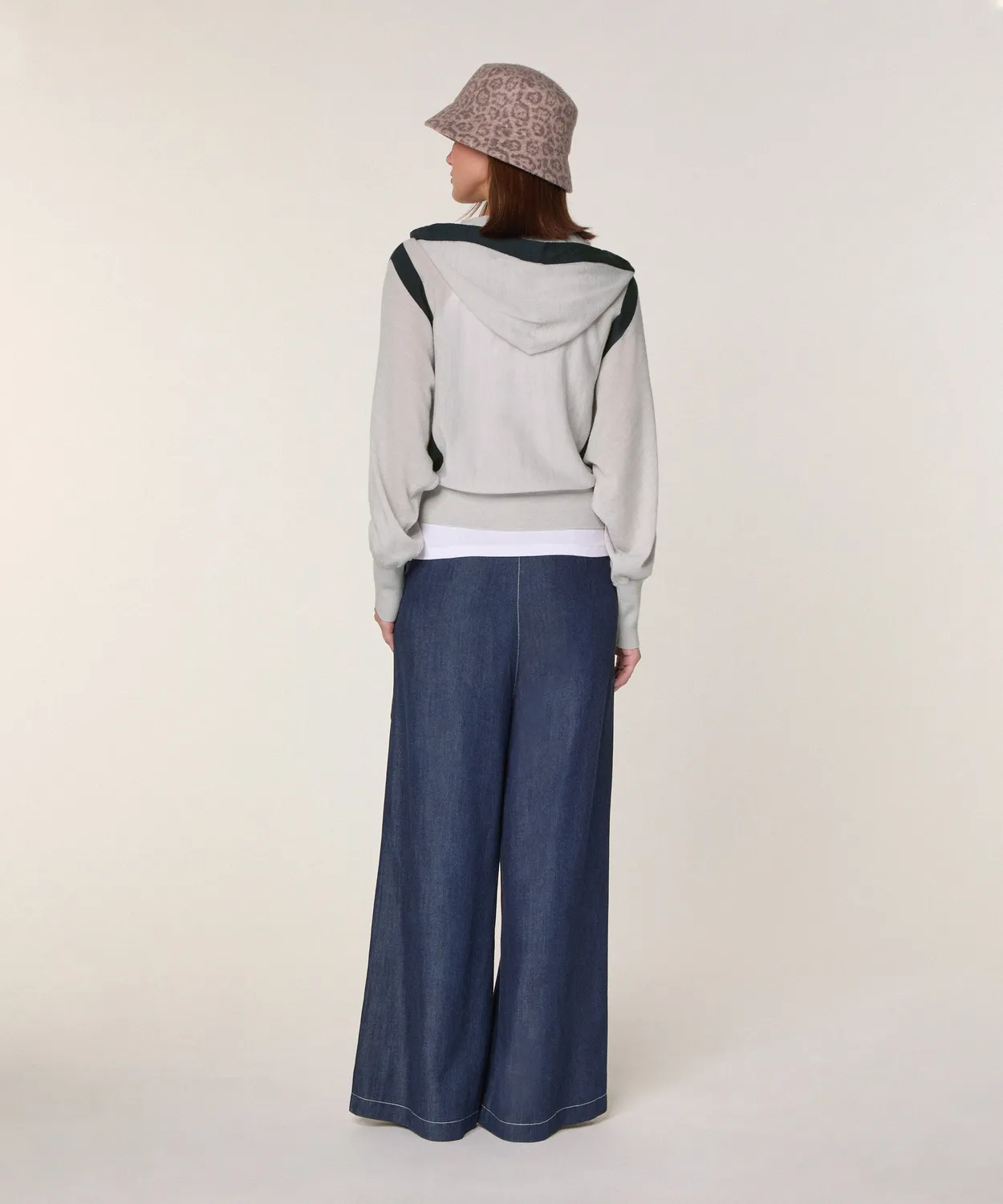 Rodier Pantaloni denim gamba larga blu denim vita alta