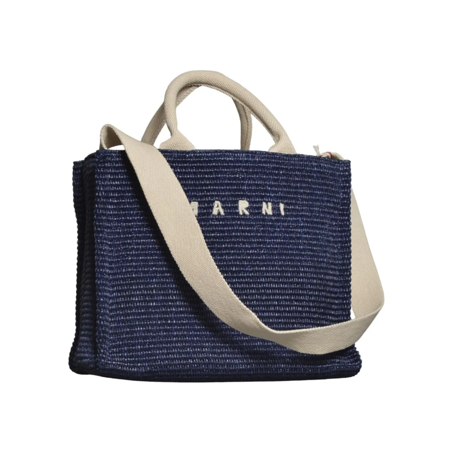 Marni SHMP0077U0P3860 shopping bag blu notte rafia