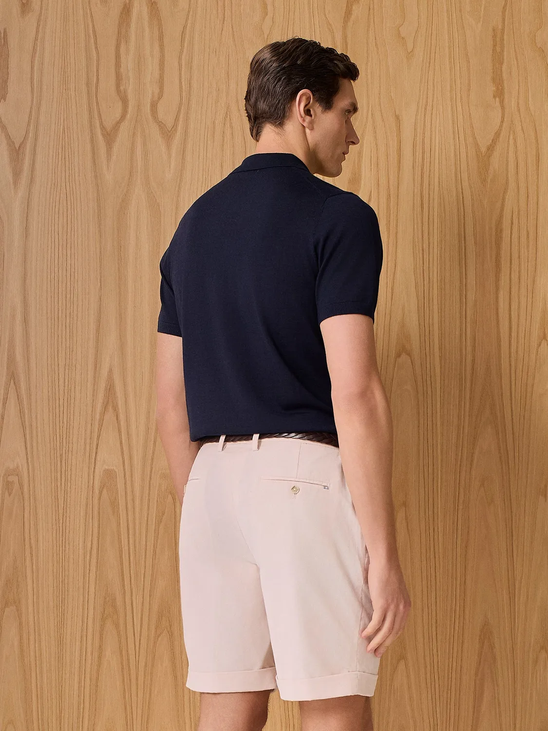 Paul Taylor polo maglia blu misto seta cashmere
