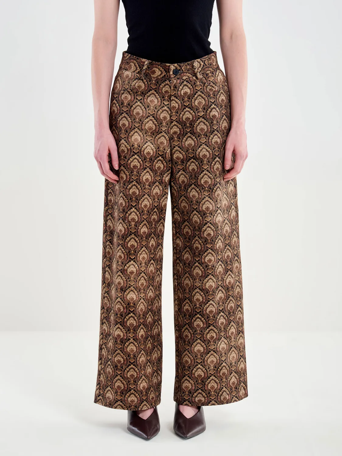 Vicolo pantalone jacquard cotone nero S