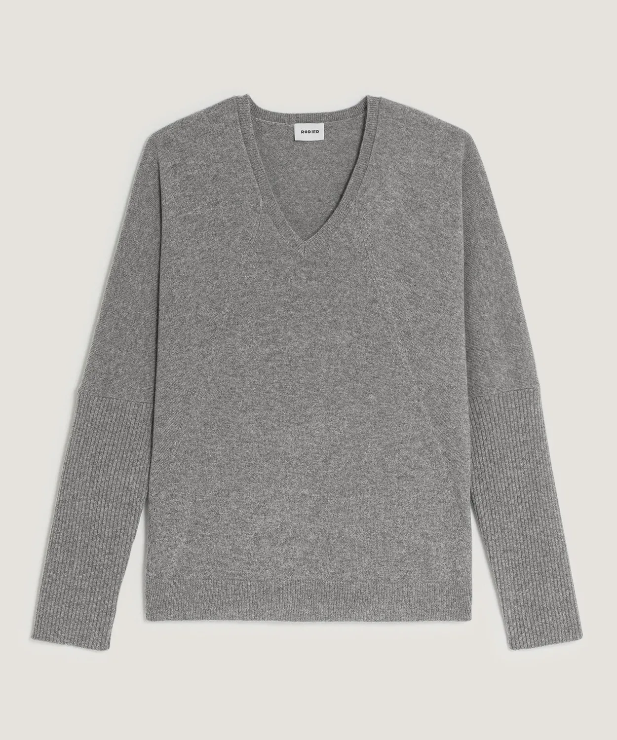 Rodier maglione oversize scollo a V cashmere grigio perla