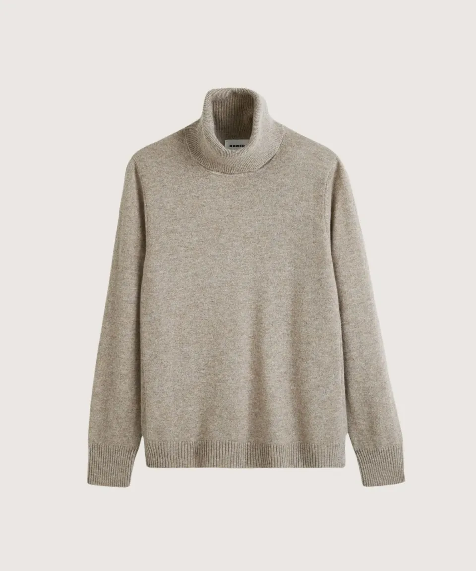 Rodier maglione cashmere dolcevita tortora marrone