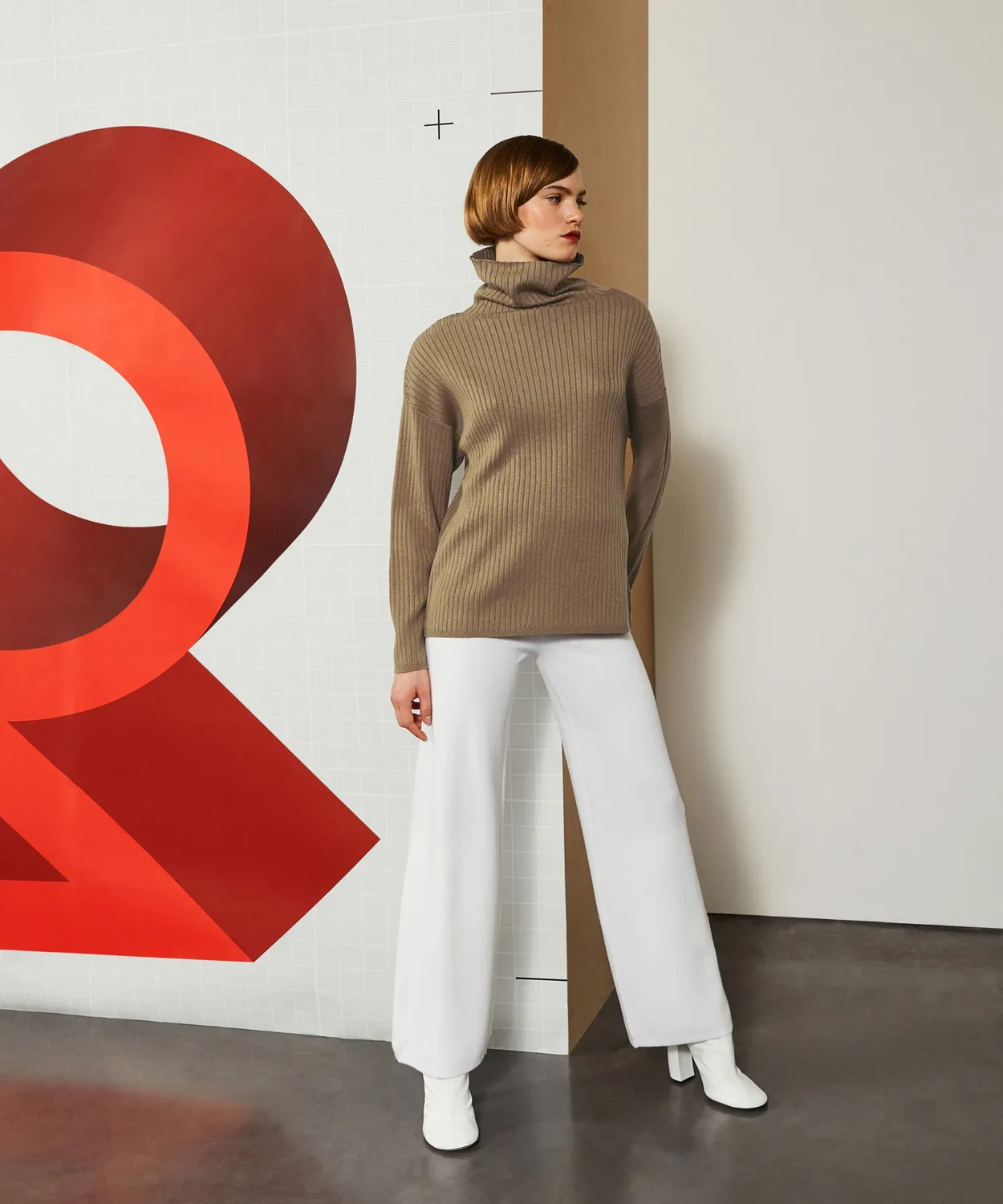 Rodier Dolcevita a coste maglione camel brown collo alto