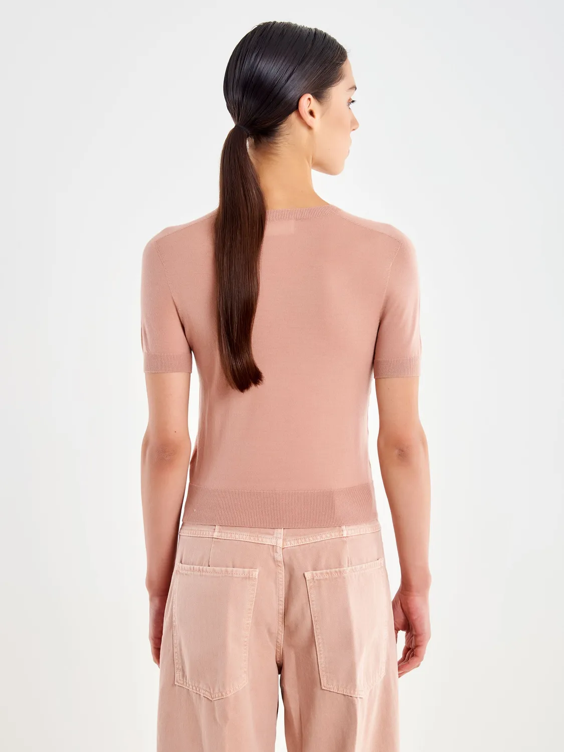 Vicolo Pull Girocollo pull lana cipria mezza manica