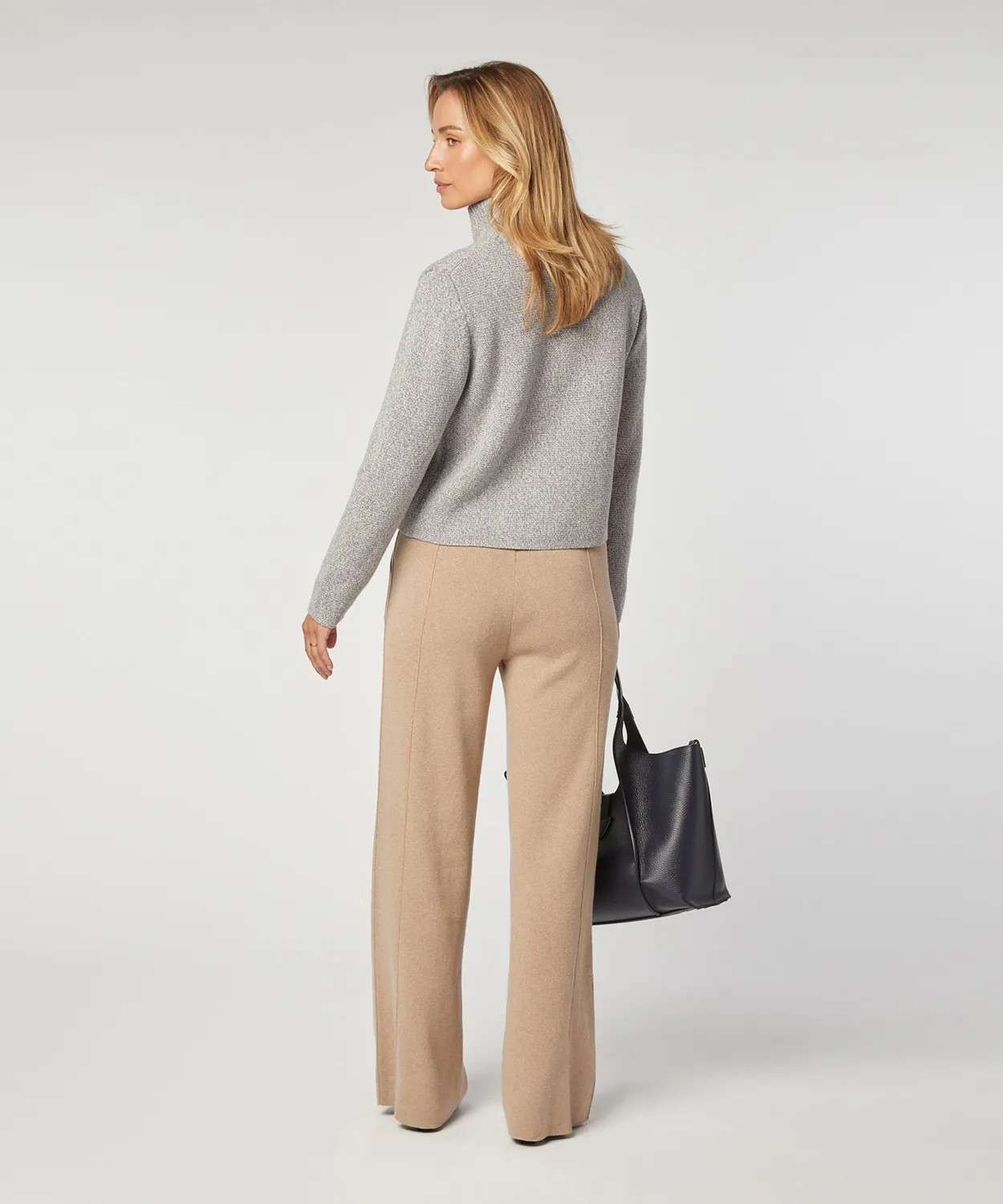 Rodier Cardigan in maglia blu collo alto cotone lana