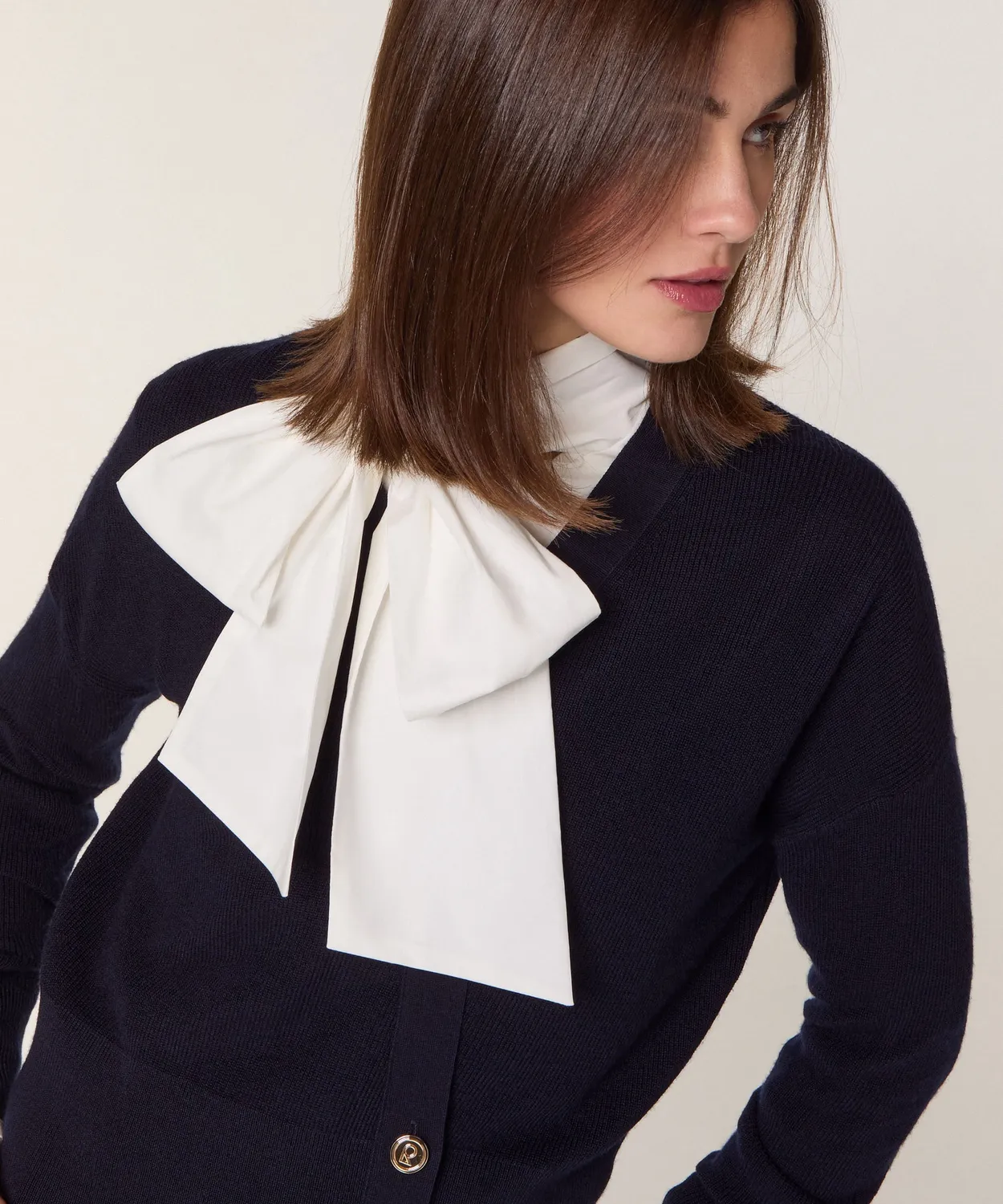 Rodier maglione trompe l'oeil merino blu navy