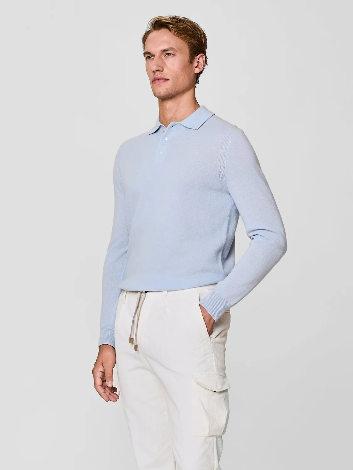 Paul Taylor Polo Maglia Cashmere Lana Sky
