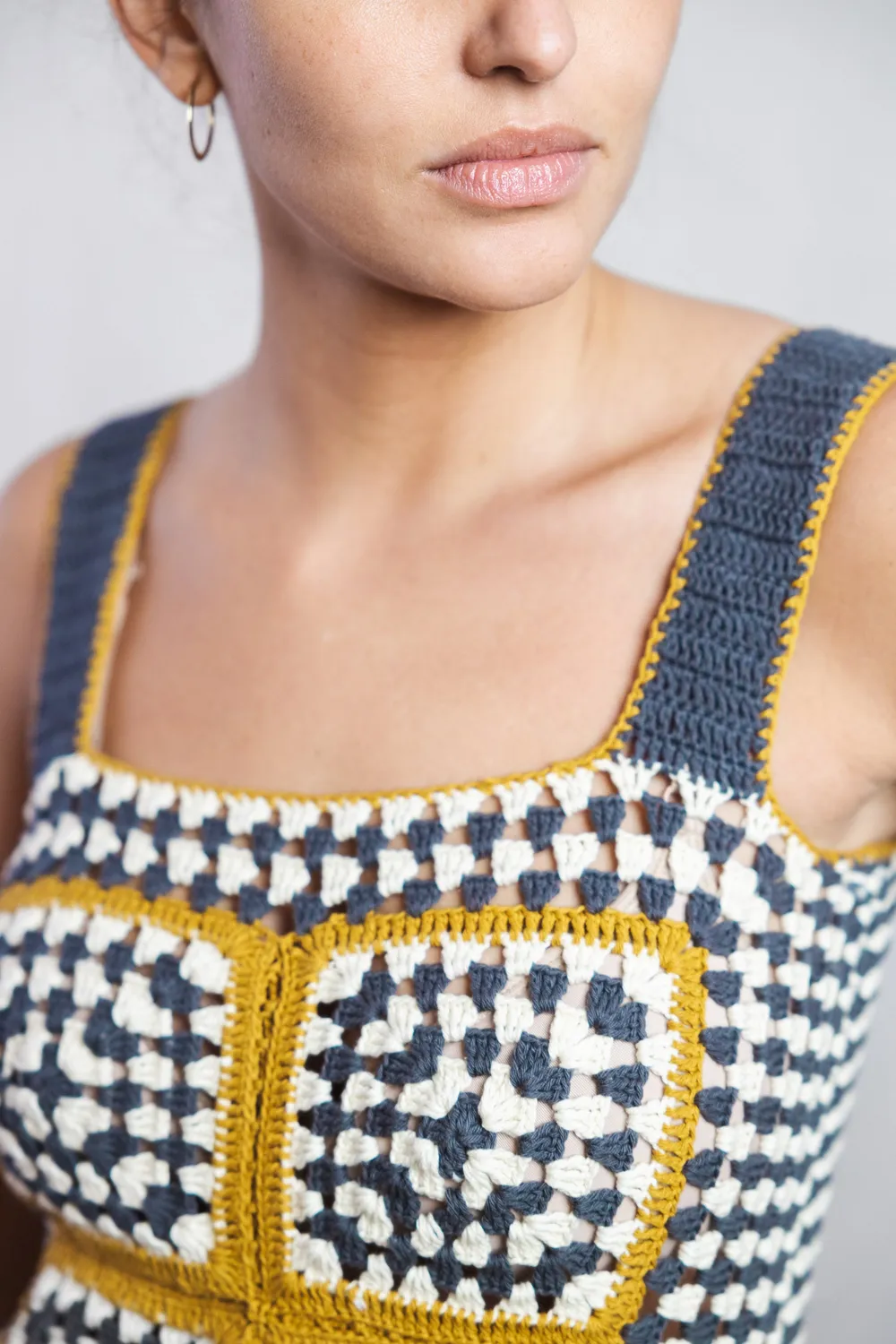 Jyoti Fair Works Sashi top crochet blu cotone