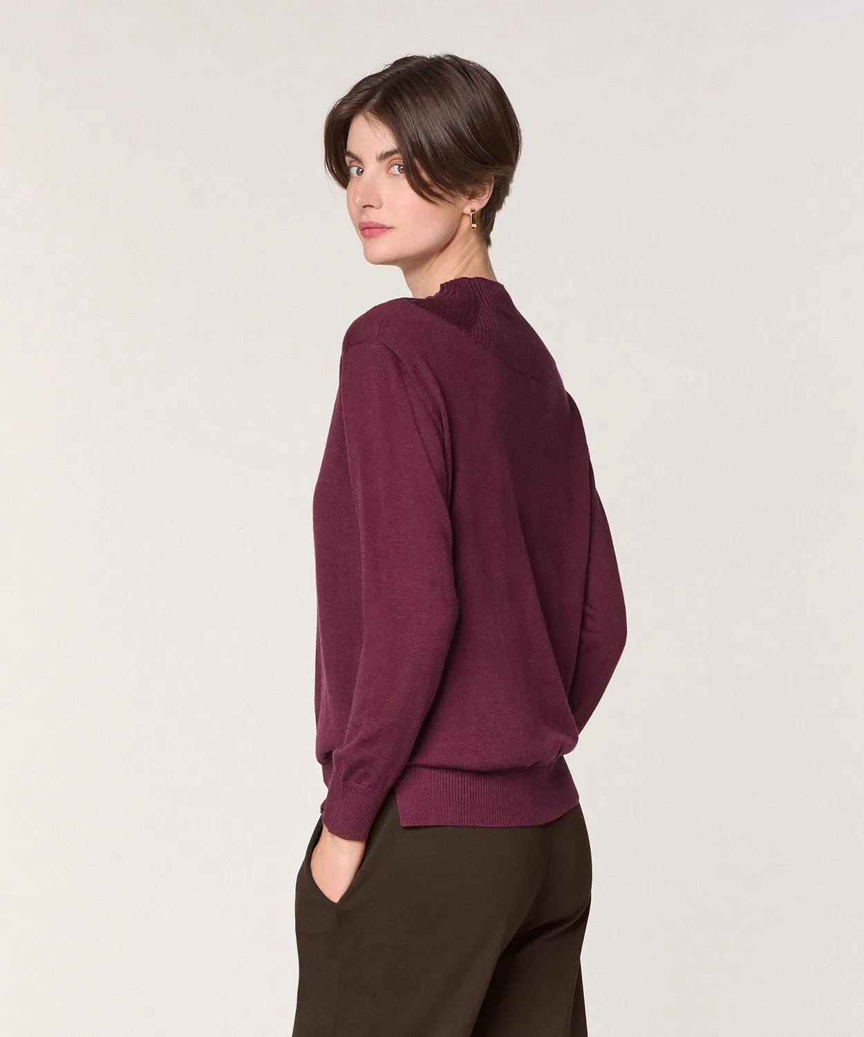 Rodier Maglia Collo Alto in Lana Prugna