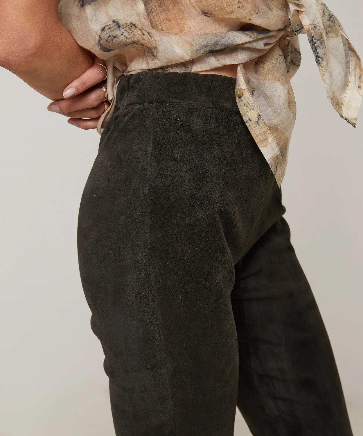 Rodier leggings pelle agnello verde abete