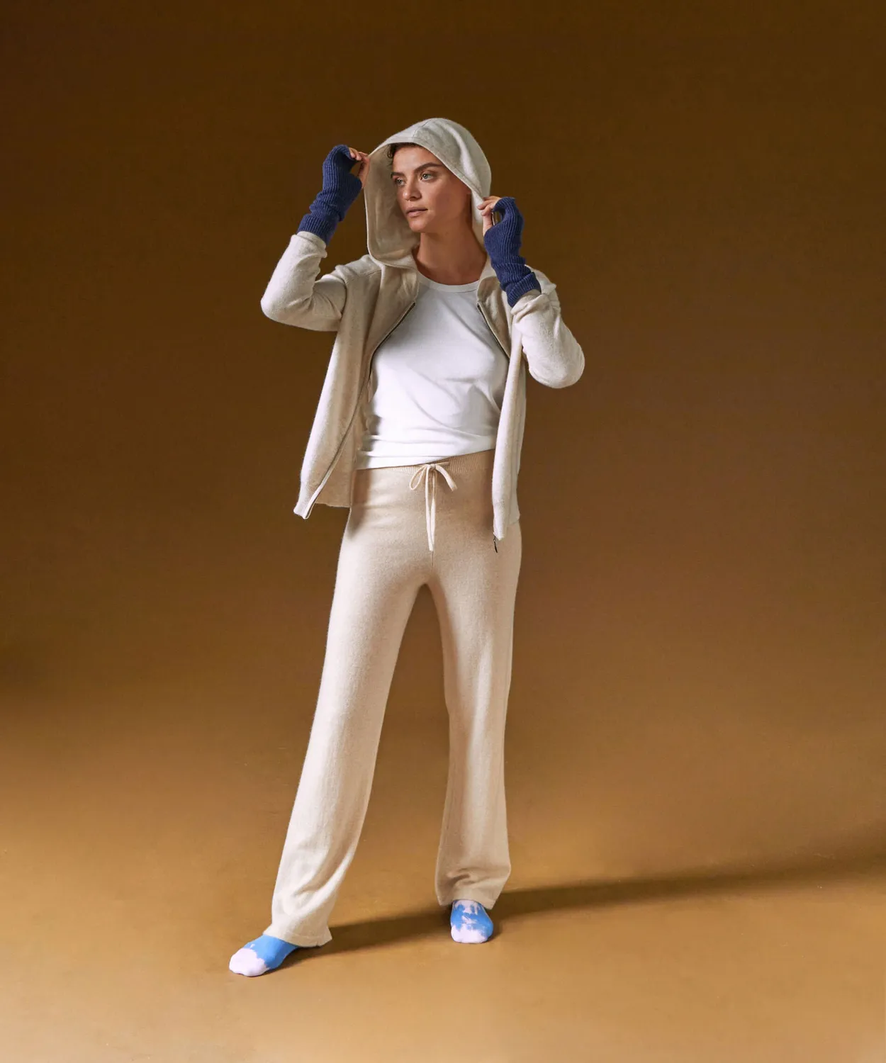Rodier giacca cappuccio cashmere donna bianco crema