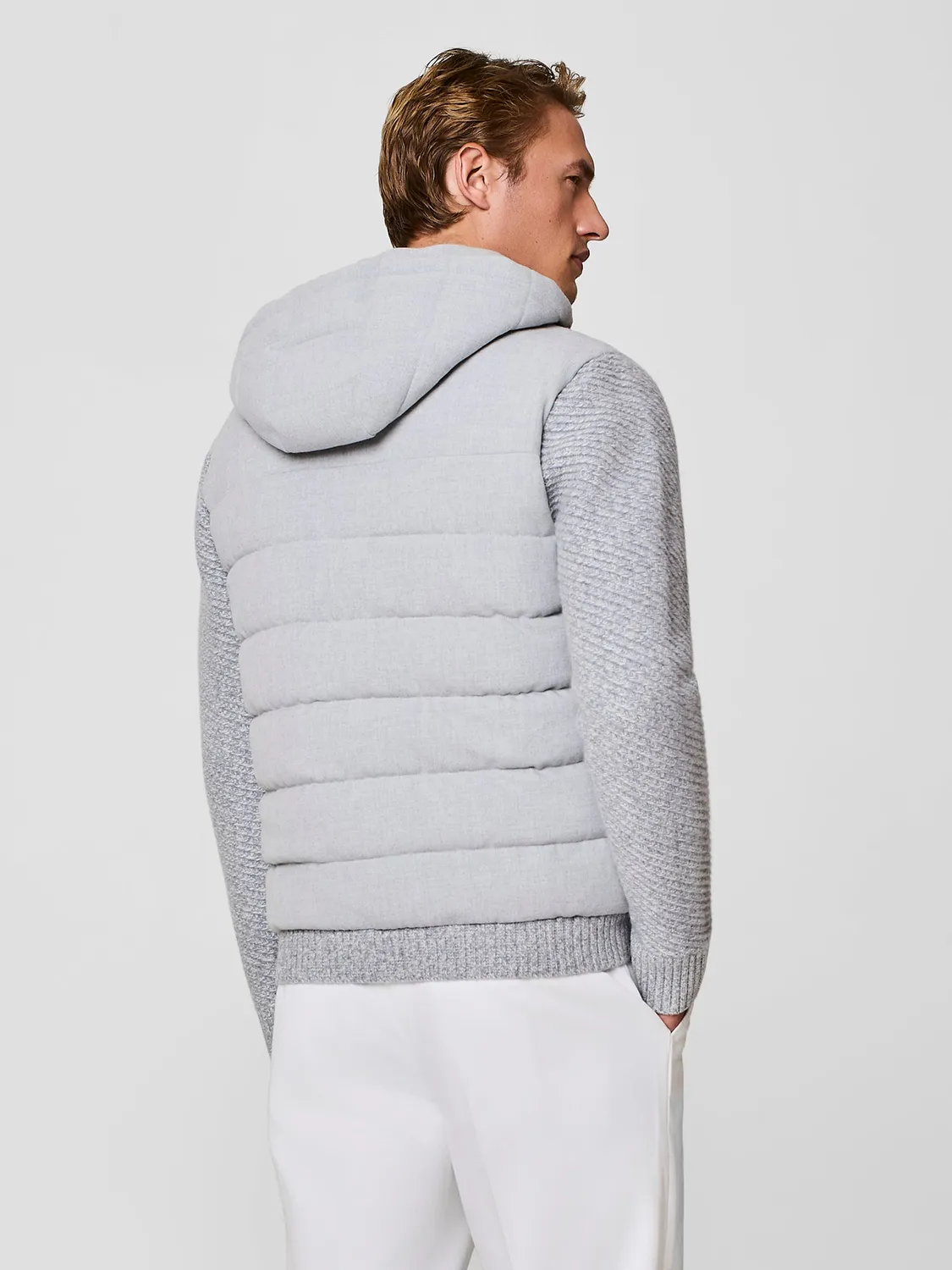 Paul Taylor bomber flanella trapuntato grigio maniche maglia mouliné