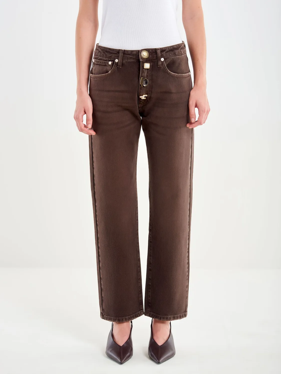 VICOLO Zoe jeans fondente bottoni gioiello