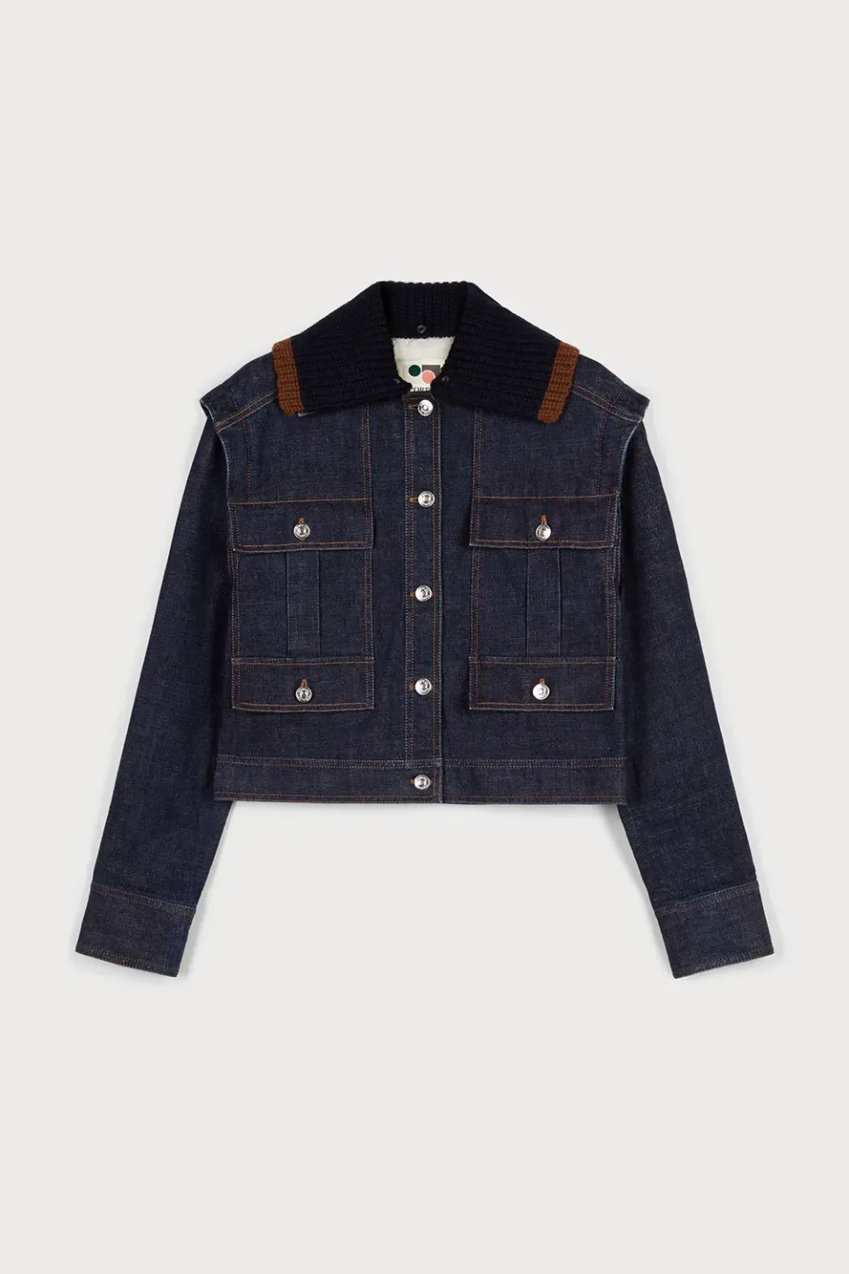Ports 1961 Giacca Denim Collo in Maglia indaco