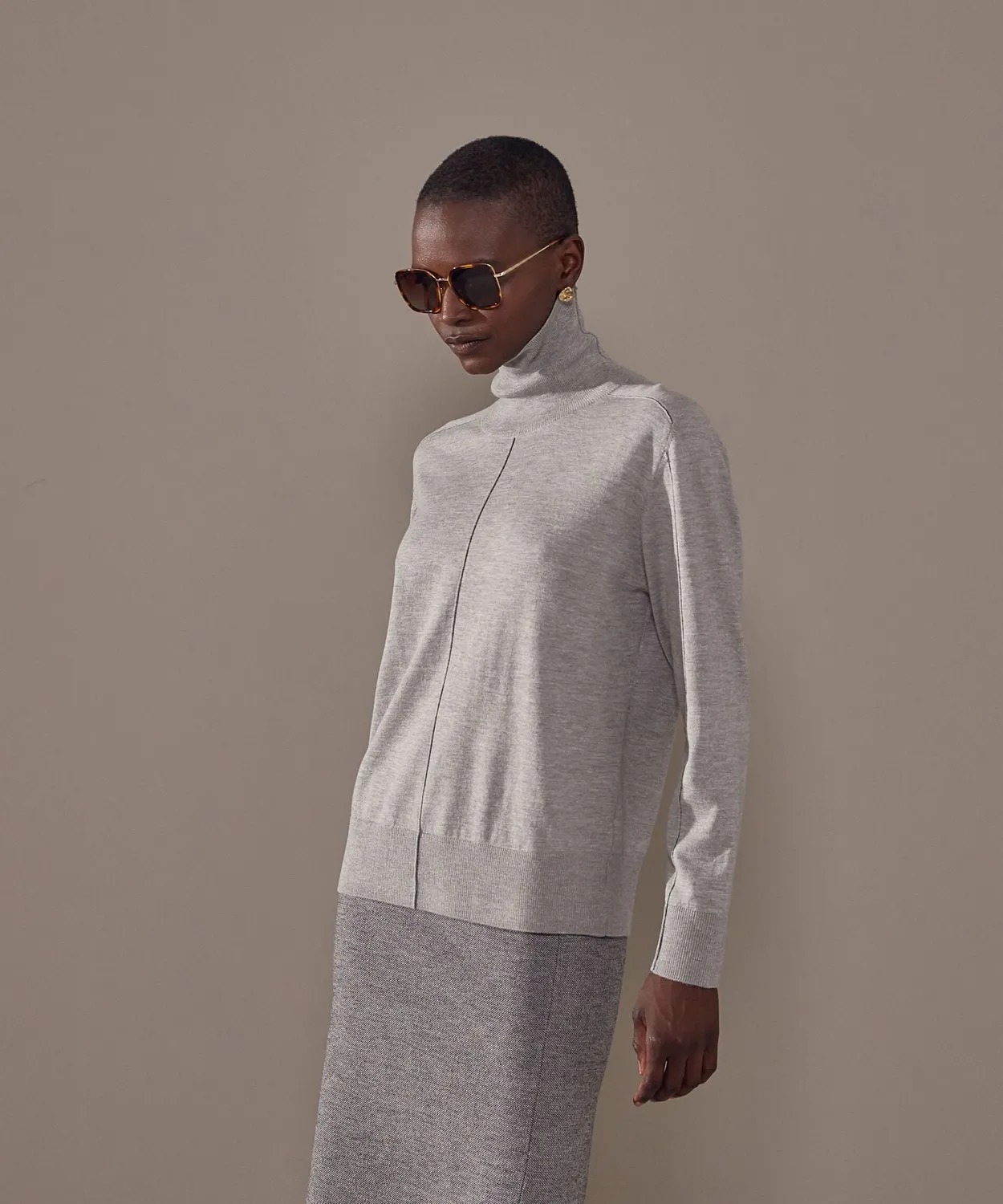 Rodier Maglione Dolcevita Donna Grigio Medio Collo Alto