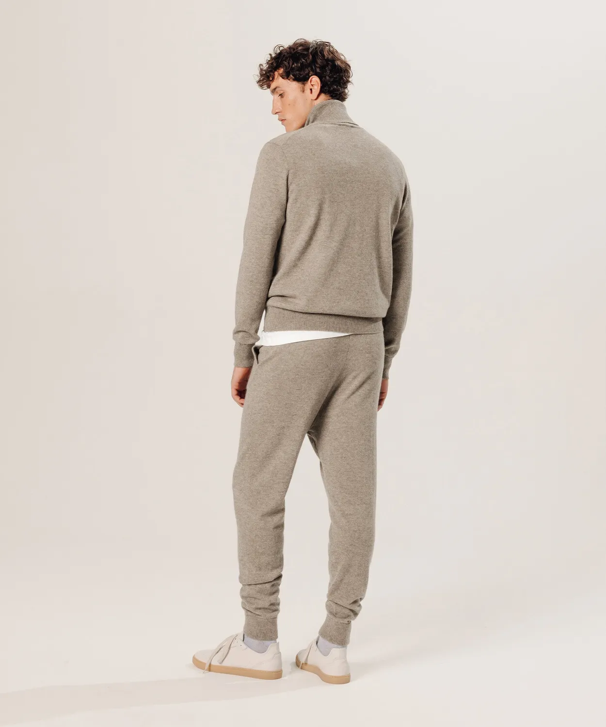 Rodier pantaloni jogging cashmere beige uomo vita elastica