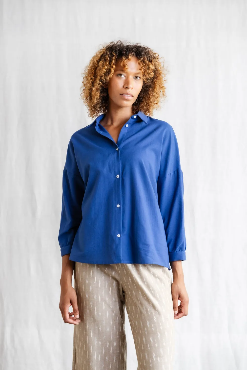 Jyoti Mayank Cobalt Blue blusa cotone bio