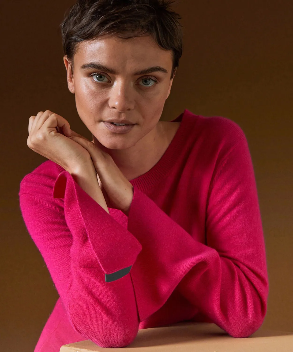 Rodier Maglione Girocollo Cashmere Rosa Tonico eco