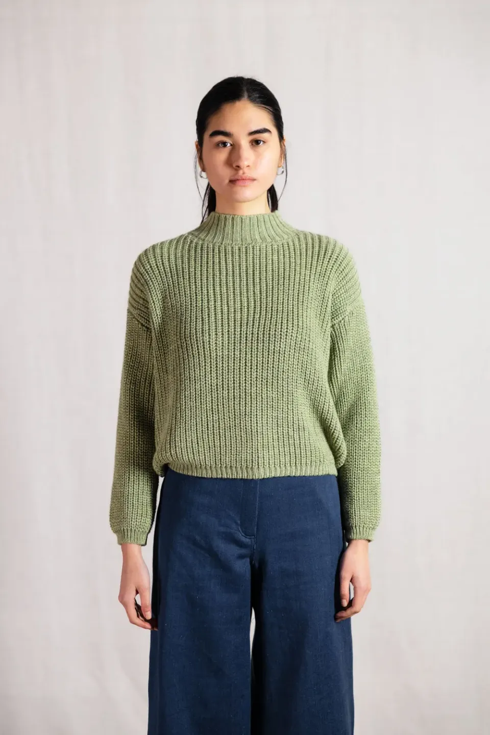 Jyoti Tacna Lime Green maglione dolcevita verde lime baby alpaca