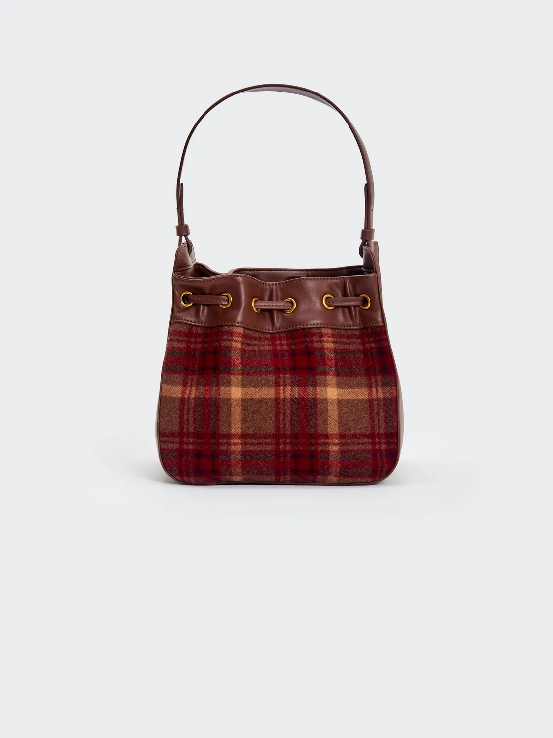 Vicolo Canter borsa secchiello check marrone 22x17x24