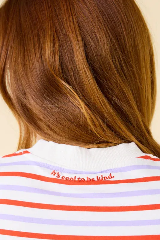 Jyoti Popeia t-shirt cotone righe rosso viola bianco