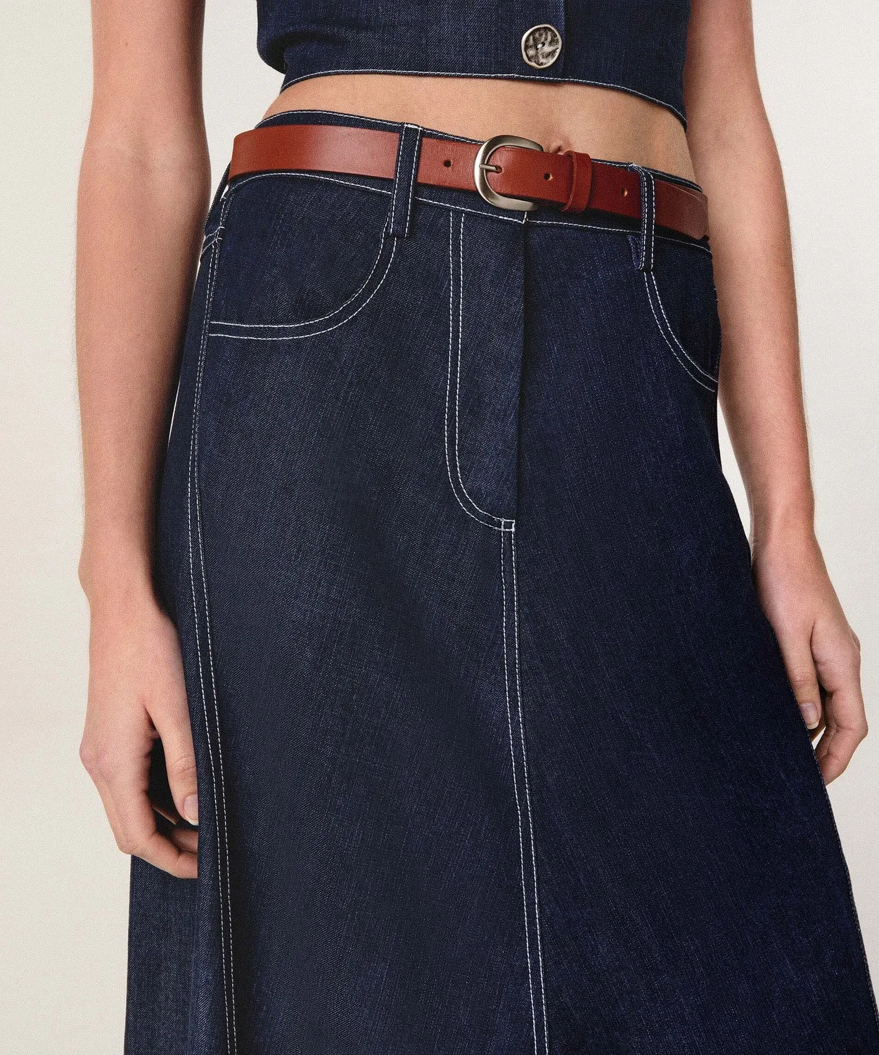 Rodier Gonna Lunga Denim Blu Denim