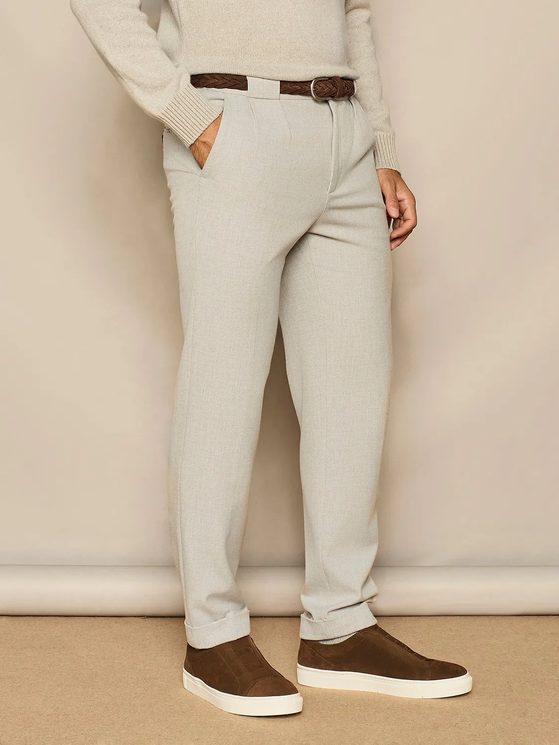 Paul Taylor Pantalone Wide Fit Doppia Pinces Grigio Chiaro