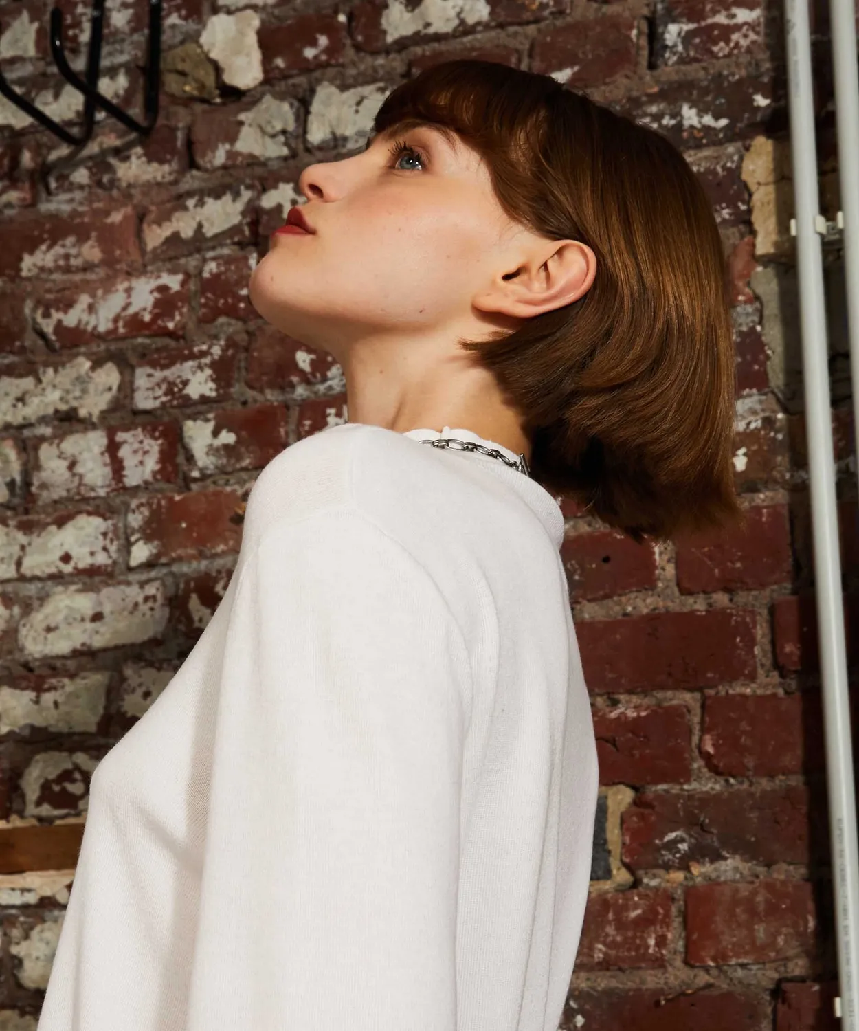 Rodier Maglia collo alto bianco ecru costine minimal