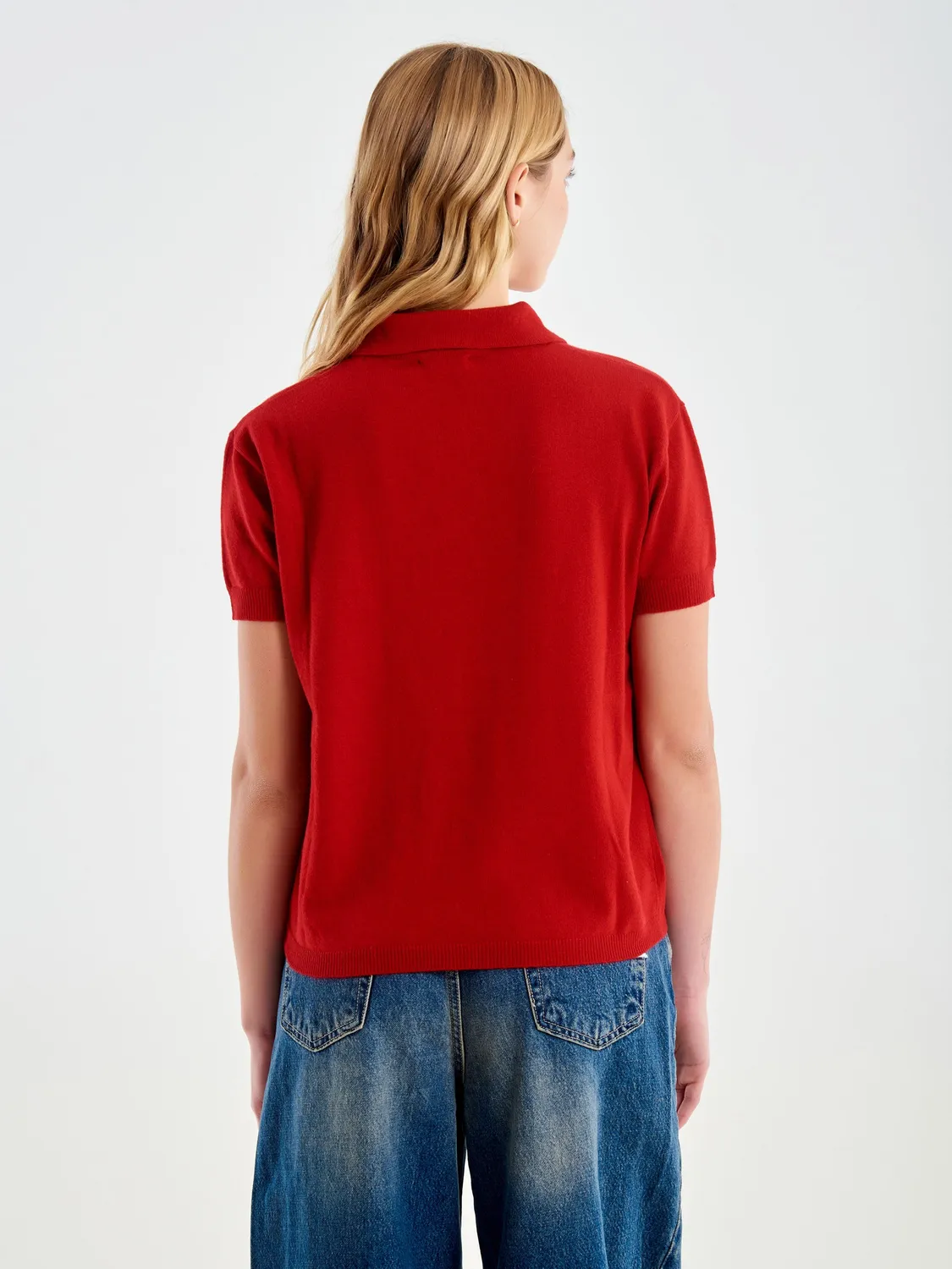 Vicolo Polo Maglia Maniche Corte Misto Cashmere Unica
