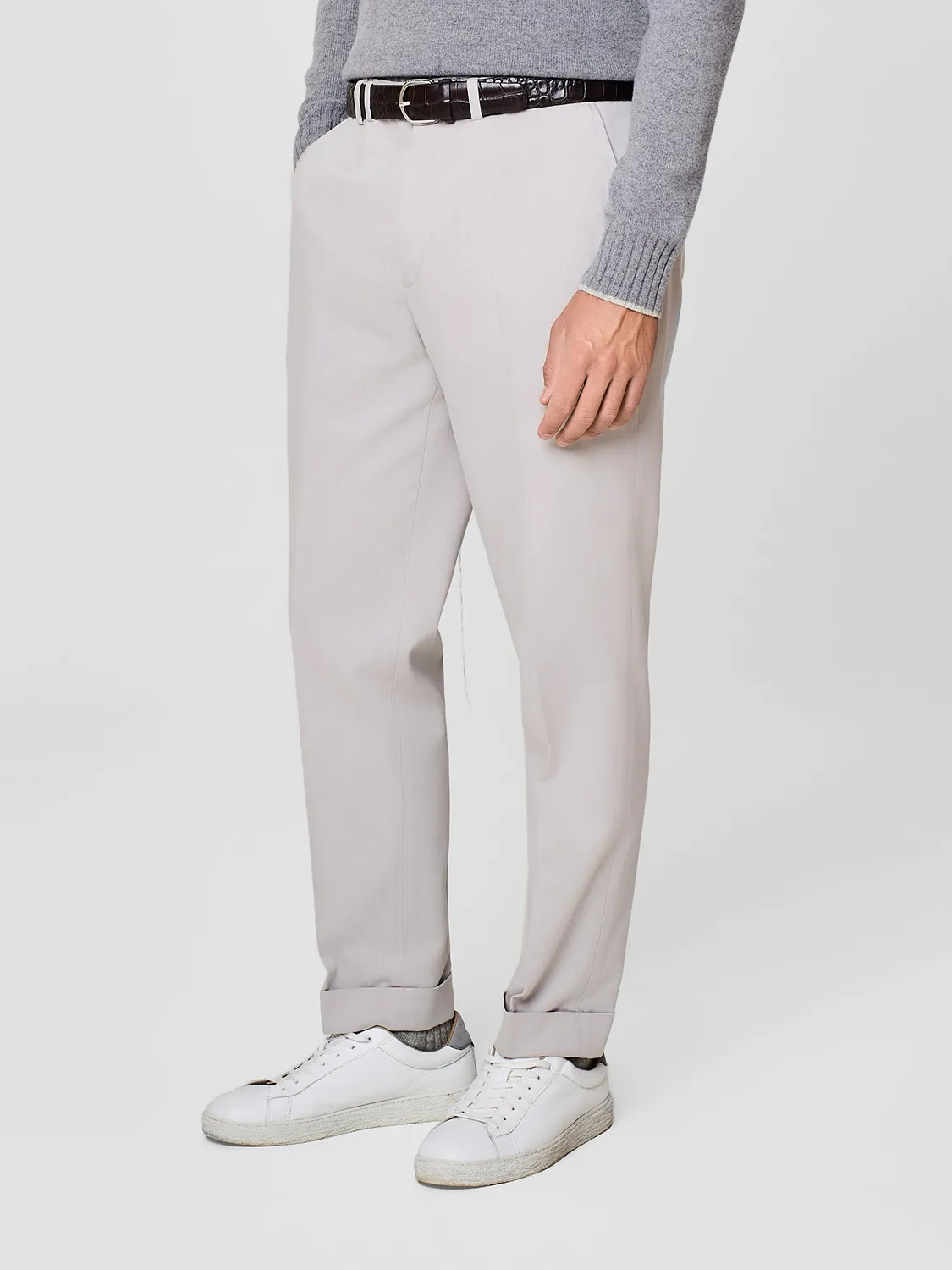 Paul Taylor pantalone wide fit cotone tencel burro