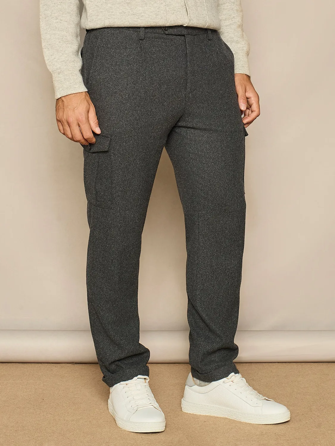 Paul Taylor Cargo pantalone lana grigio scuro tasconi