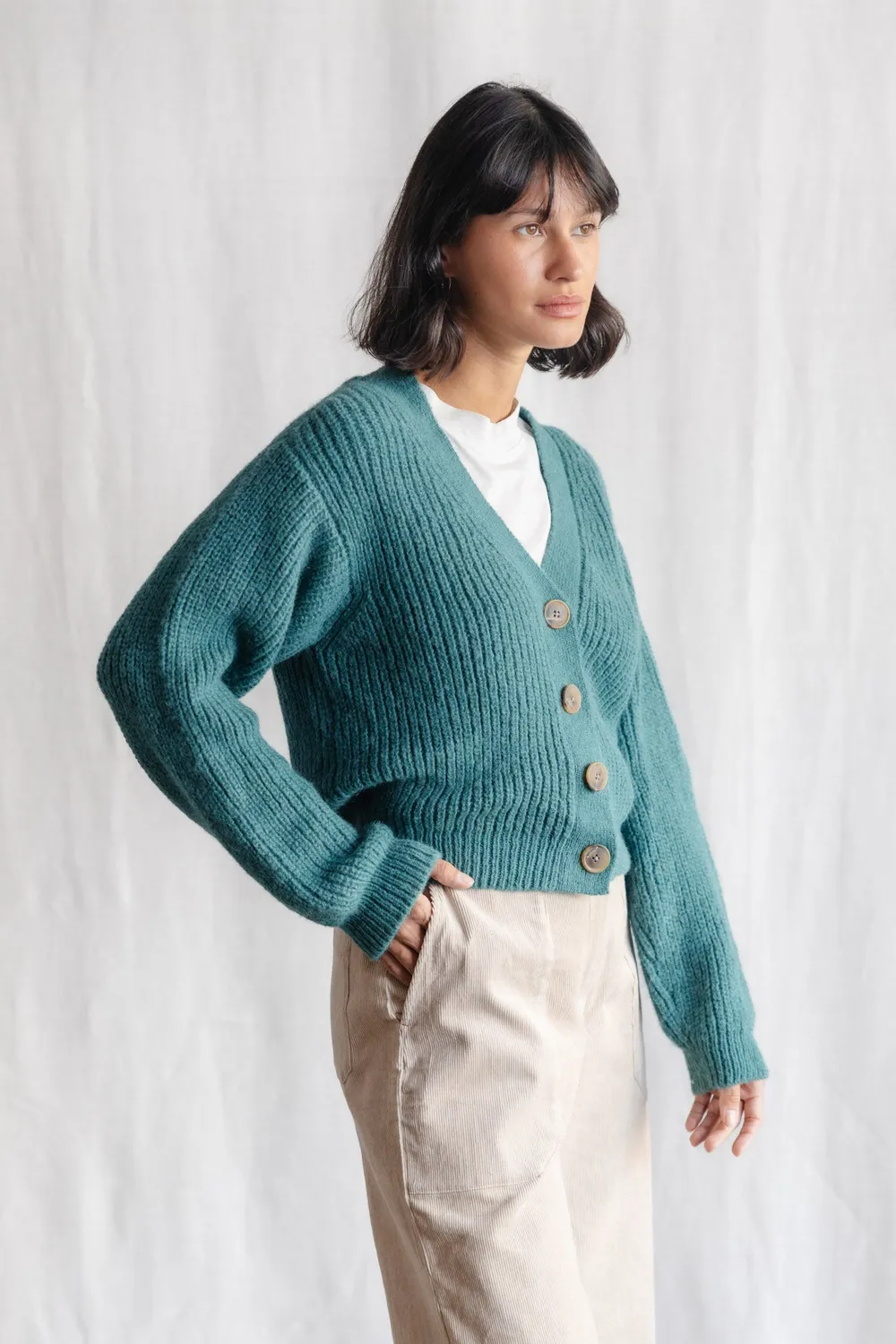Jyoti Fair Works Aipena Ocean cardigan baby alpaca