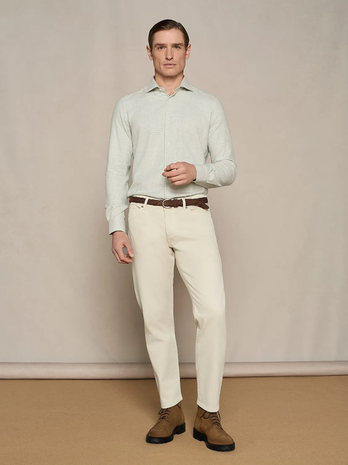 Paul Taylor camicia flanella cotone quadri grigio chiaro