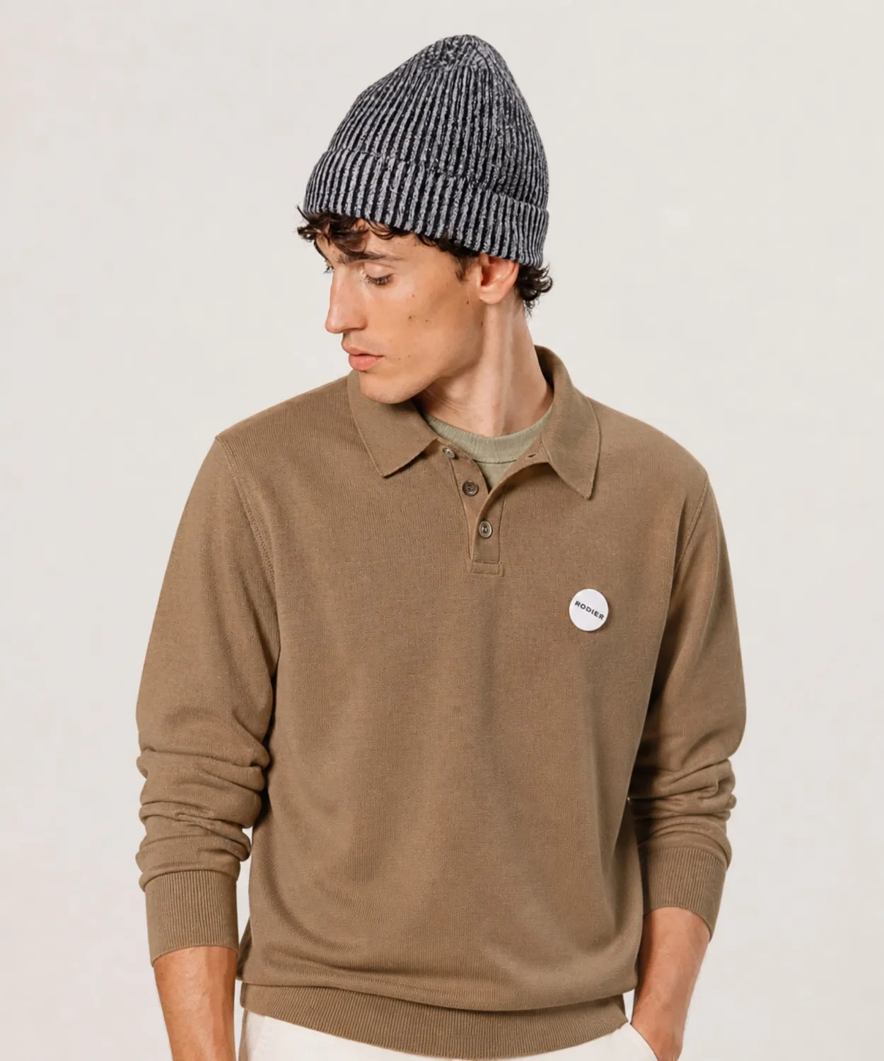 Rodier Polo Lana Merino Cammello Uomo