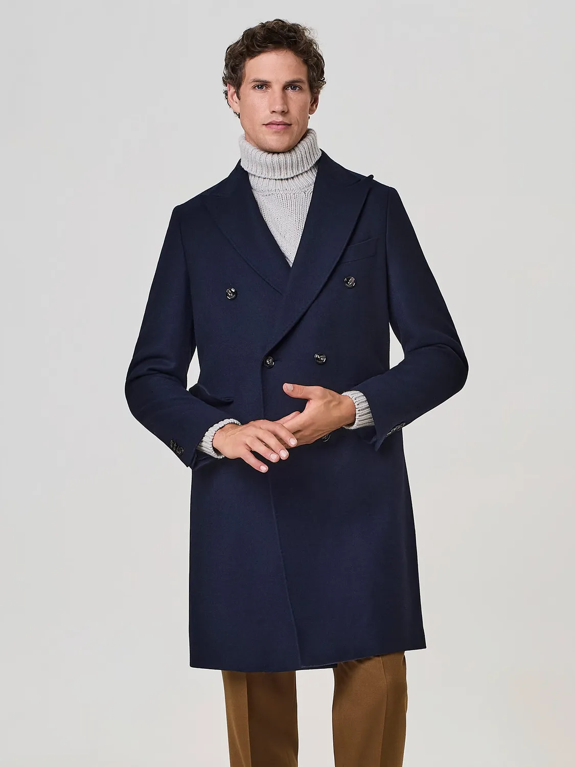 Paul Taylor Doppiopetto Misto Lana Cappotto Blu