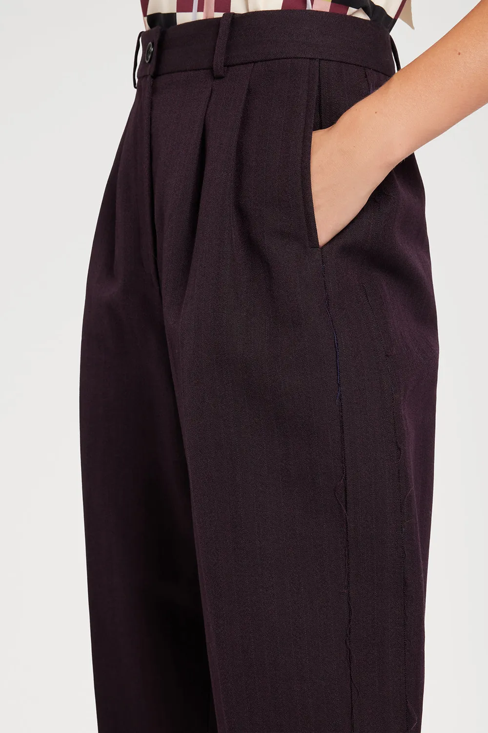 PORTS 1961 PW425TWL04 pantaloni bordeaux nero sartoriali