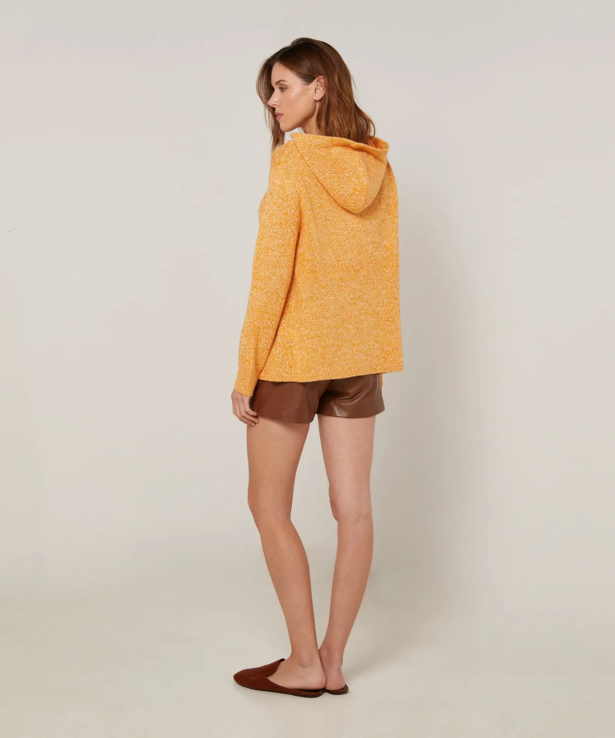 Rodier maglione cappuccio oversize giallo tasca marsupio