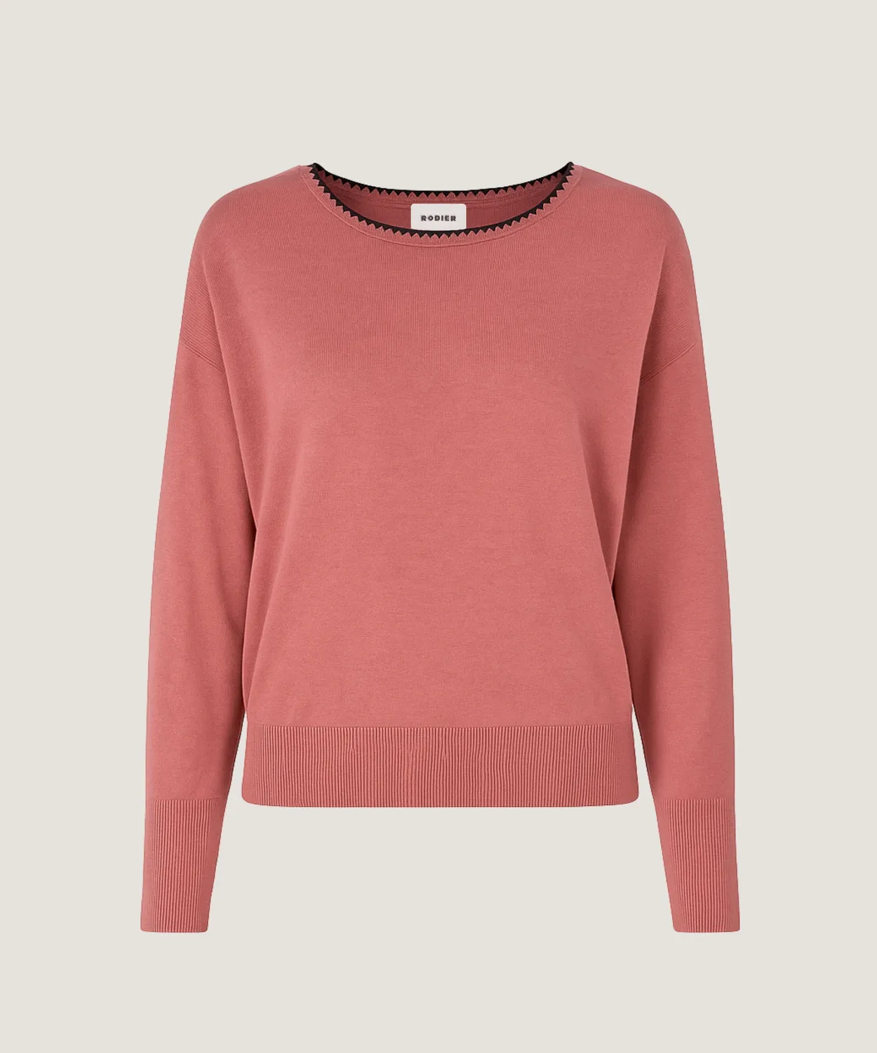 Rodier Maglione girocollo maglia fine bois de rose ampio