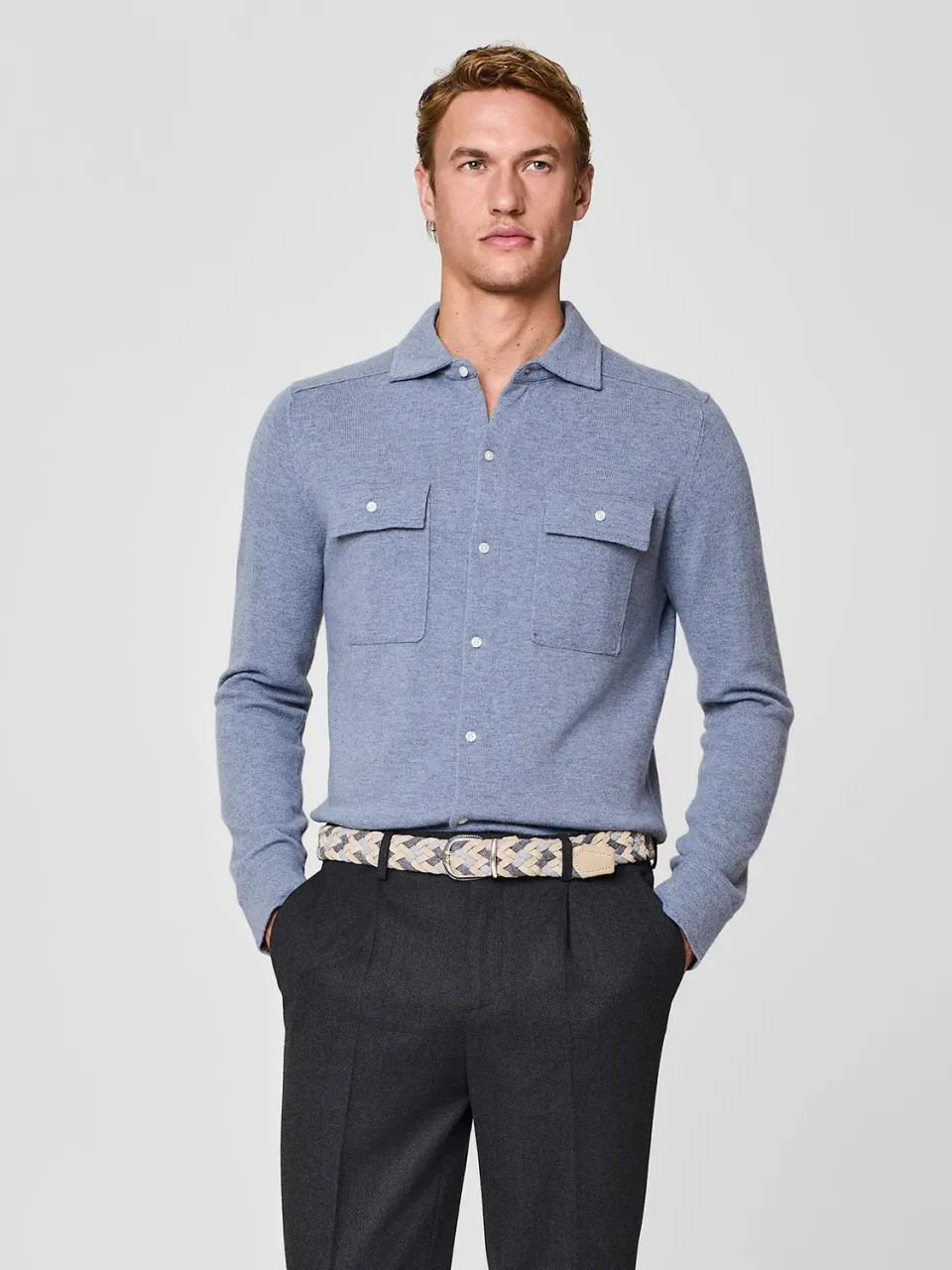 Paul Taylor camicia maglia lana angora dusty blue finezza 7