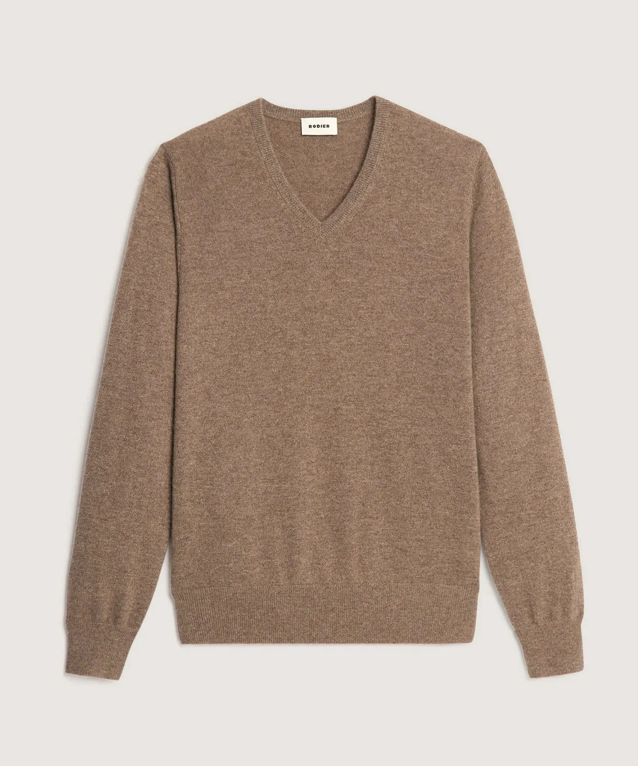 Rodier pullover scollo V cashmere tortora chine uomo