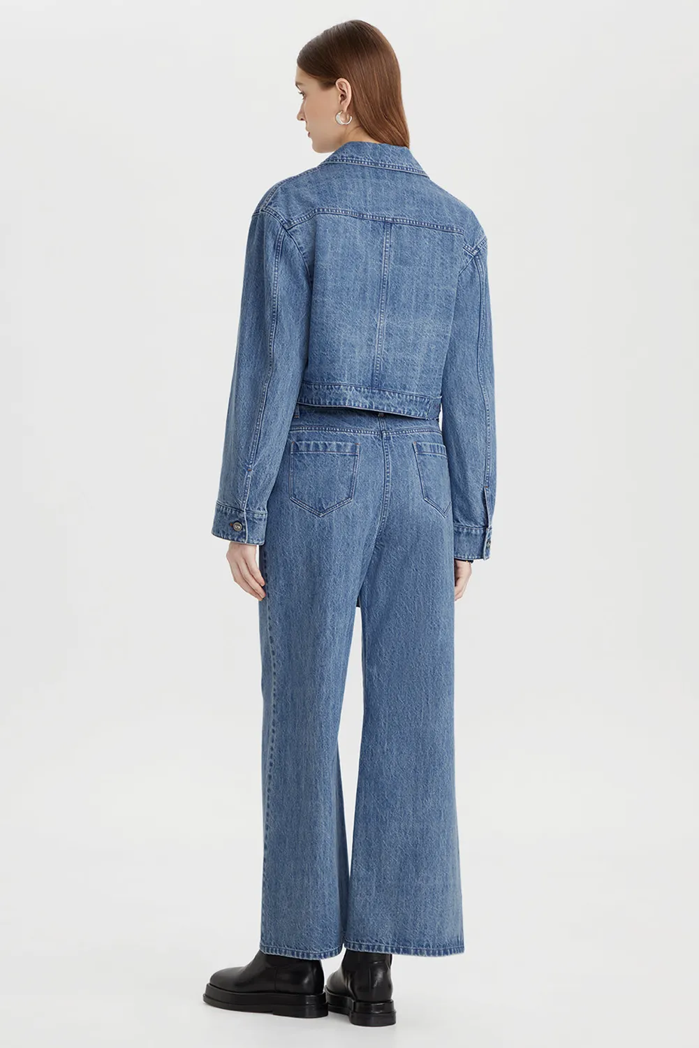 Ports 1961 Cropped Indigo giacca jeans indigo cotone