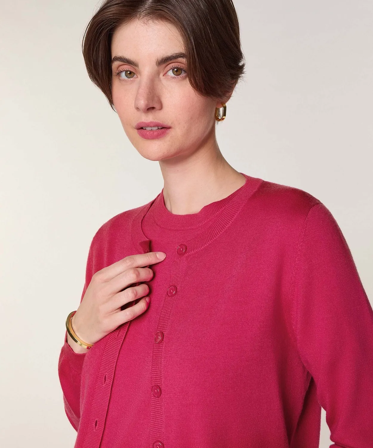 Rodier twin-set lana merino fucsia cardigan