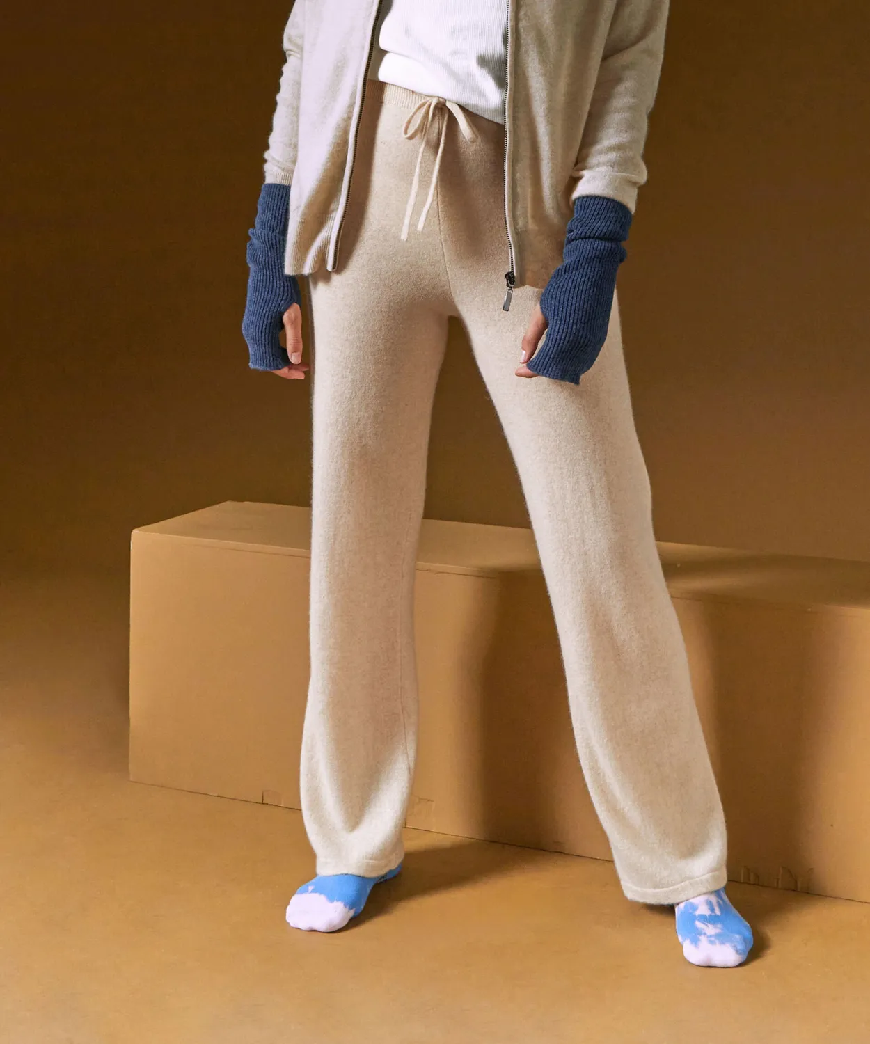 Rodier jogging cashmere pantaloni donna bianco crema