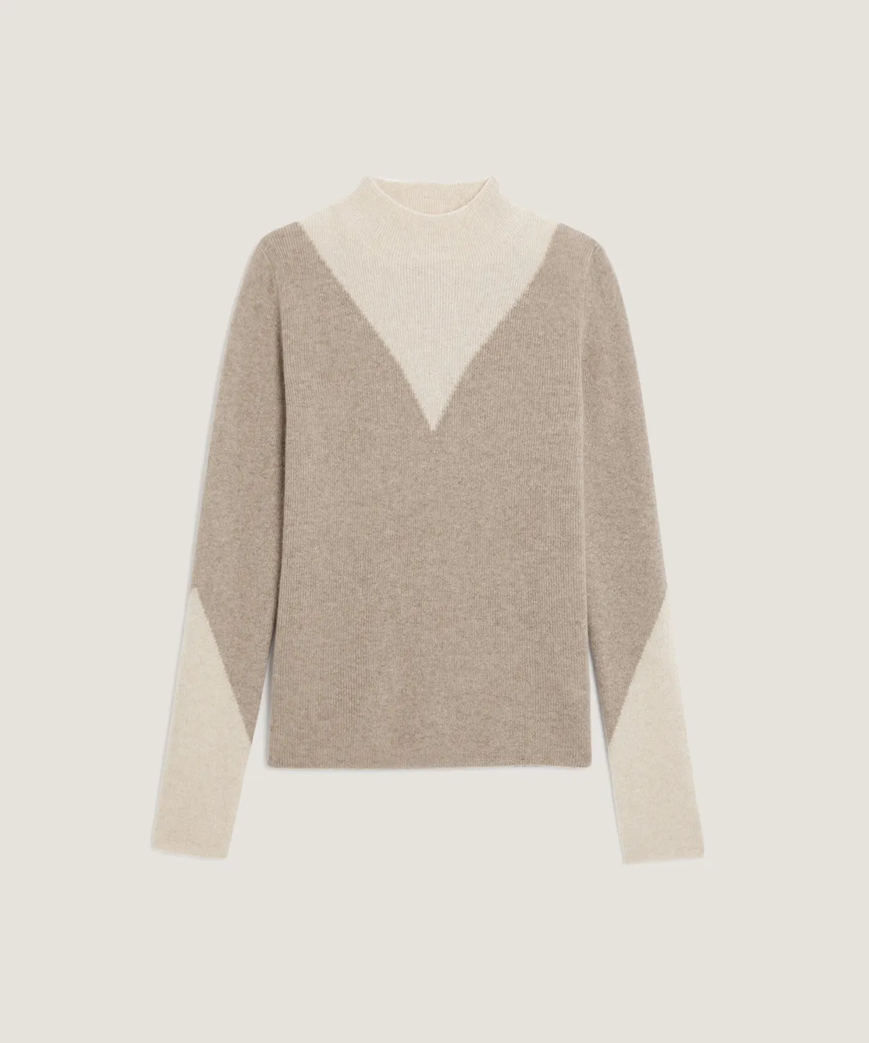 Rodier maglione cashmere trompe l'oeil marrone tortora